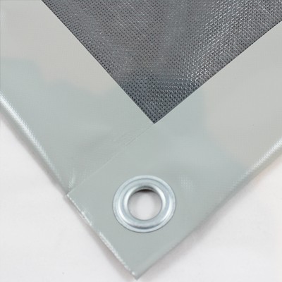 PVC Netz mit Saum und Ösen alle 1m, grau